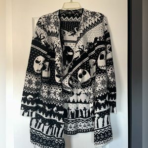 Disney Nightmare Before Christmas Black And White Knit Sweater Cardigan Size L